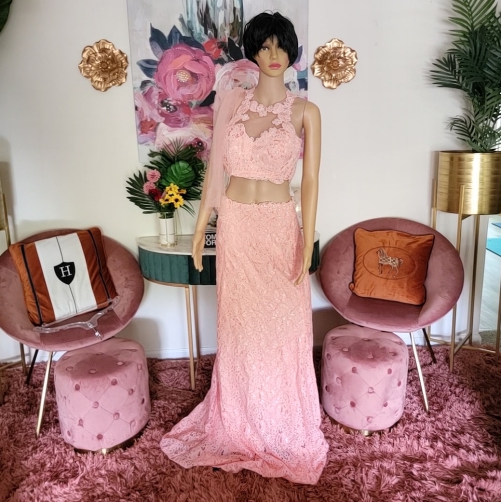 Prom Dress JVN by Jovani 2 pieces set in blush